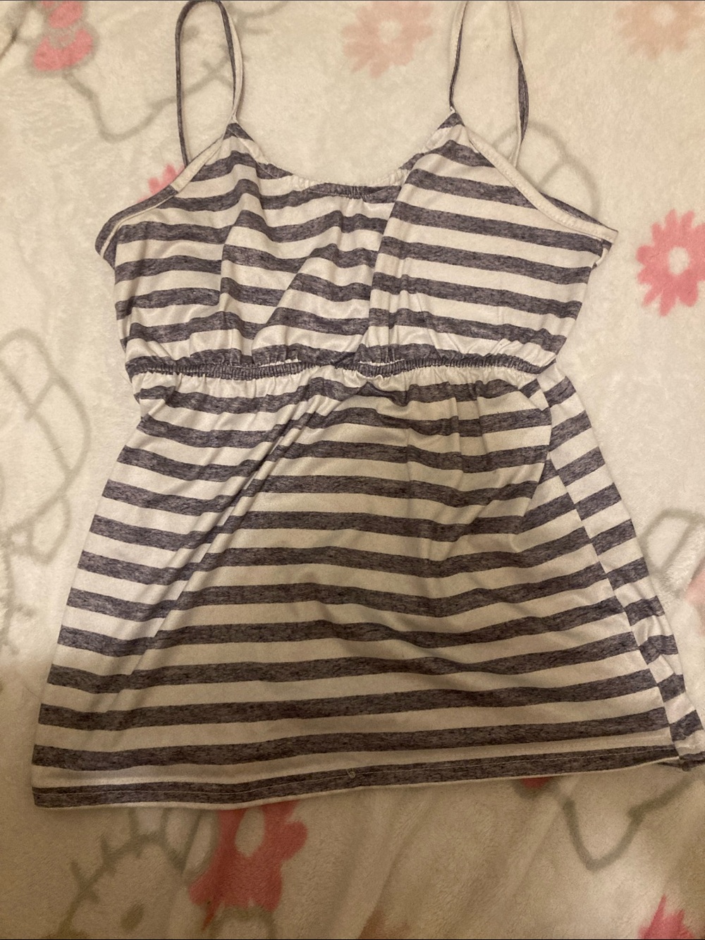 Striped Grey and White Spaghetti Strap Camisole